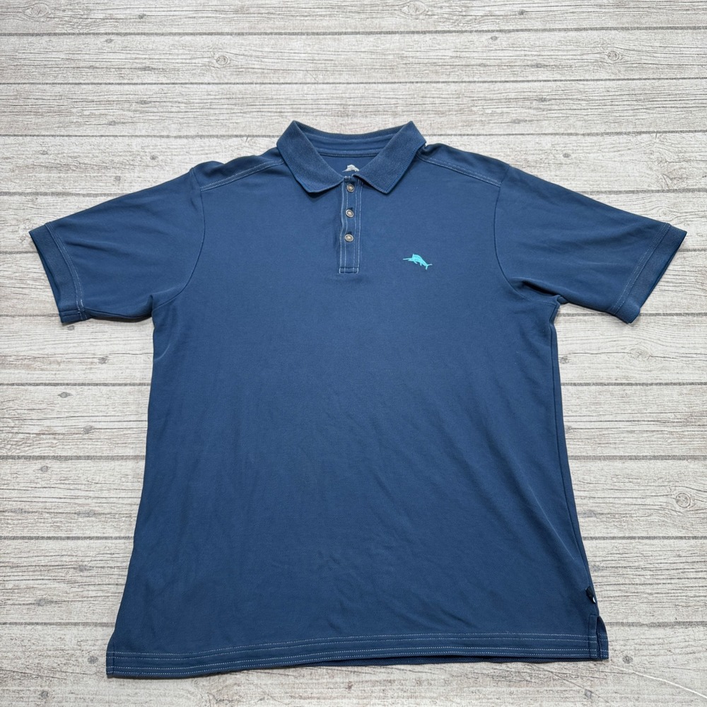 Tommy Bahama Polo Shirt Men's Medium Blue Supima Cotton Short Sleeve Athleisure